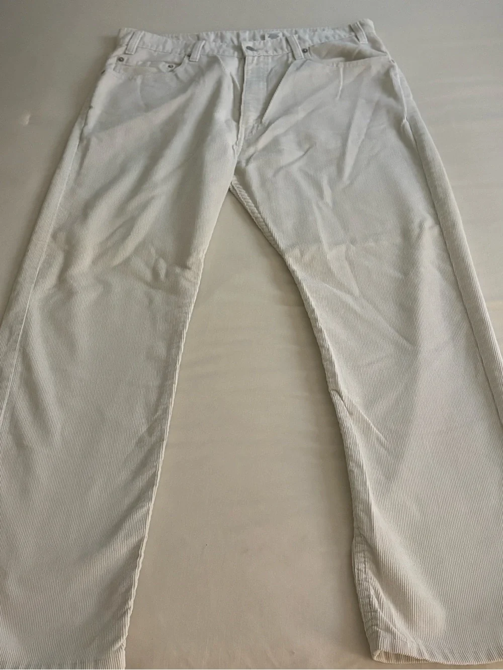 Vintage Levi's 505 Regular Fit Straight Leg Corduroy Pants Cream Off-White 36x30